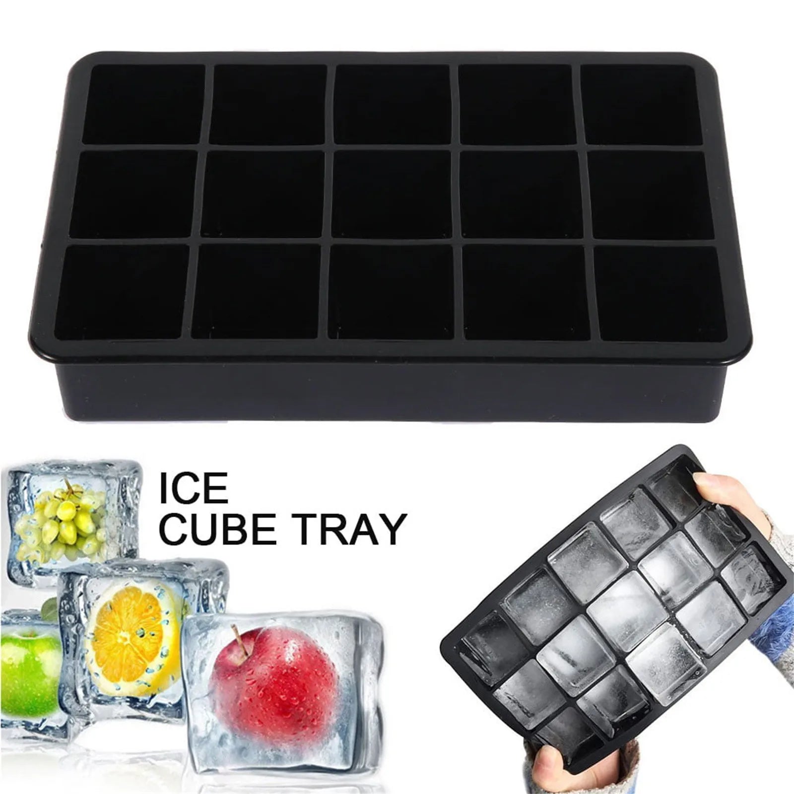 15-Cube Silicone Ice Tray – Easy-Release Mold for Ice, Chocolate & Jelly as show One Size United States