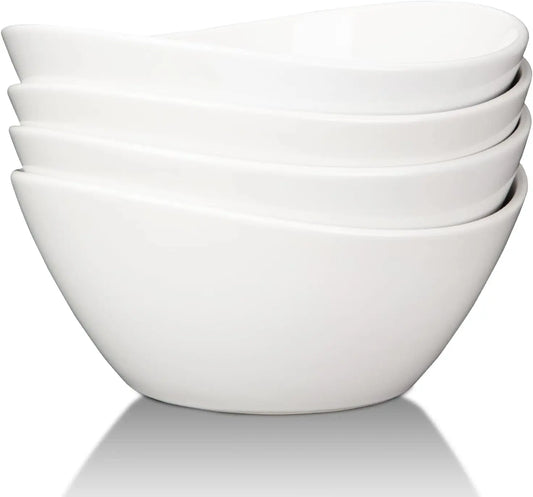 8-Inch Porcelain Serving Bowls Set of 4 – 42 oz Oval Ceramic Bowls for Salad, Pasta & Desserts white United States