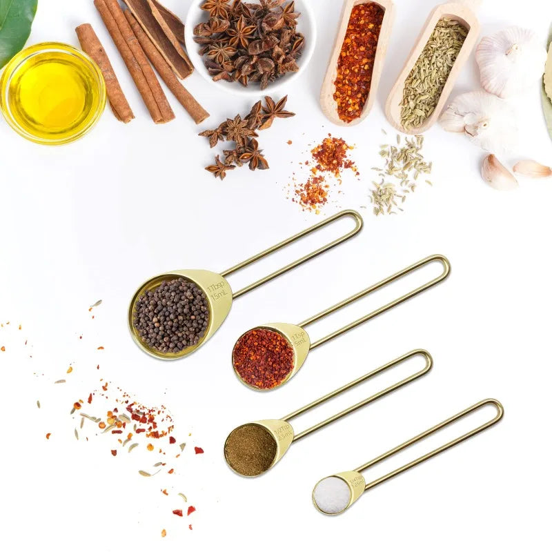 Gold Measuring Cups and Spoons Set - 8 Pieces