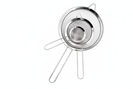 3-Piece Stainless Steel Fine Mesh Strainer Set - Flour Sifter for Baking