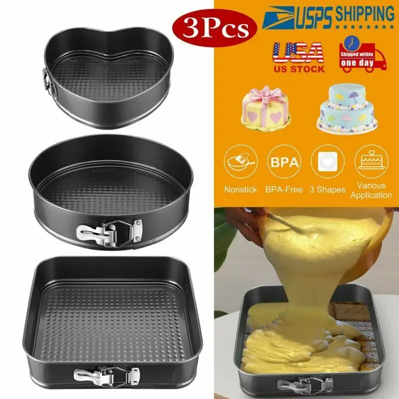3pcs Spring Form Cake Non-Stick Coating Pan Great for Baking 9" -11" Leakproof black United States