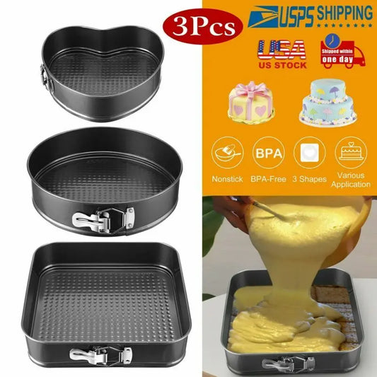 3pcs Spring Form Cake Non-Stick Coating Pan Great for Baking 9" -11" Leakproof black United States