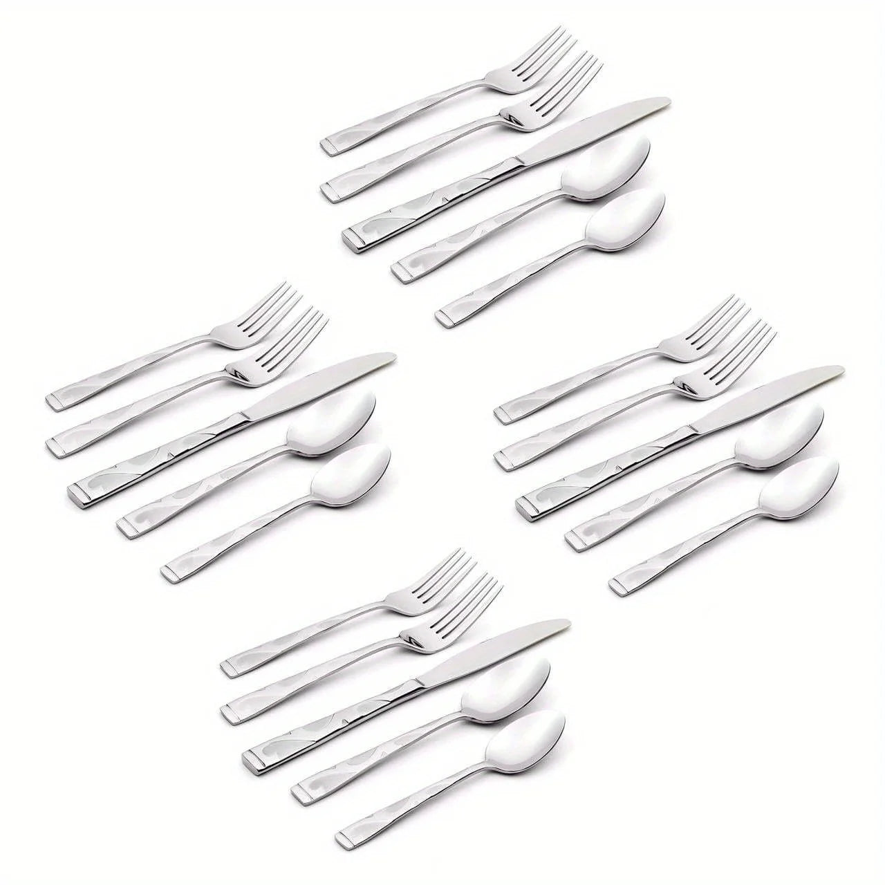 Oneida Tuscany 20-Piece Flatware Set – Embossed Stainless Steel Service for 4