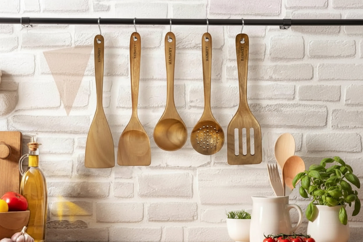 Natural Acacia Wood Kitchen Utensil Set 9PC