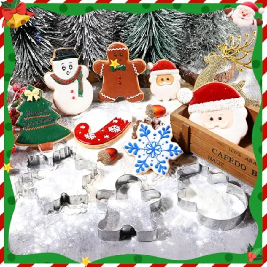 Christmas Cookie Cutters 18 Pcs Holiday Cookie Cutter Set Featuring Santa Face Christmas Tree Snowflake Gingerbread Men Snowman