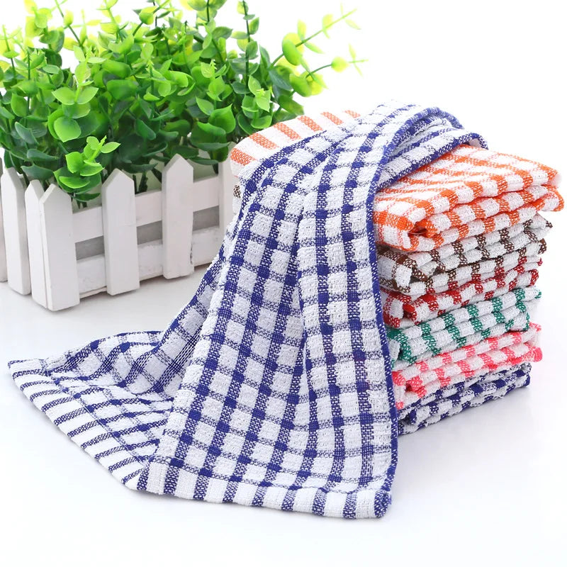 Checkered Kitchen Towels 6-Pack - Cotton Polyester Blend Dish Towels (28x40cm)