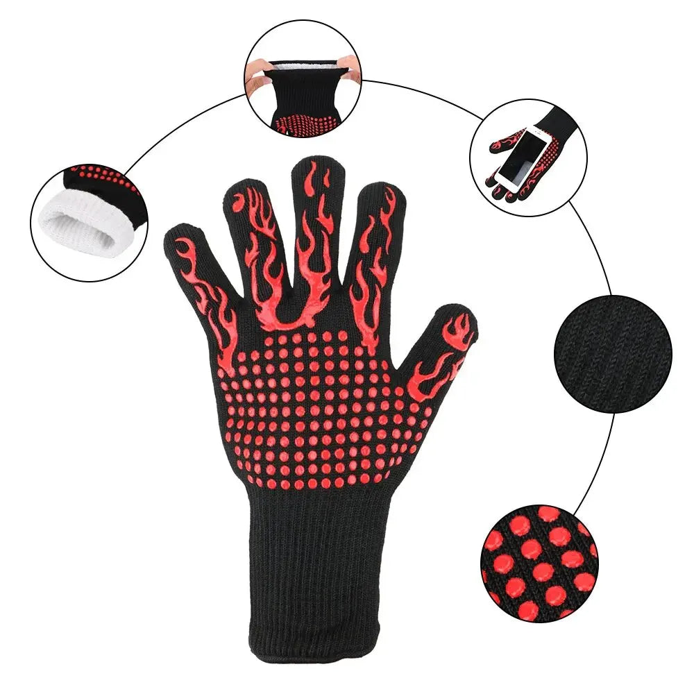 BBQ Gloves – Heat Resistant Up to 500°C | Non-Slip Grill Gloves