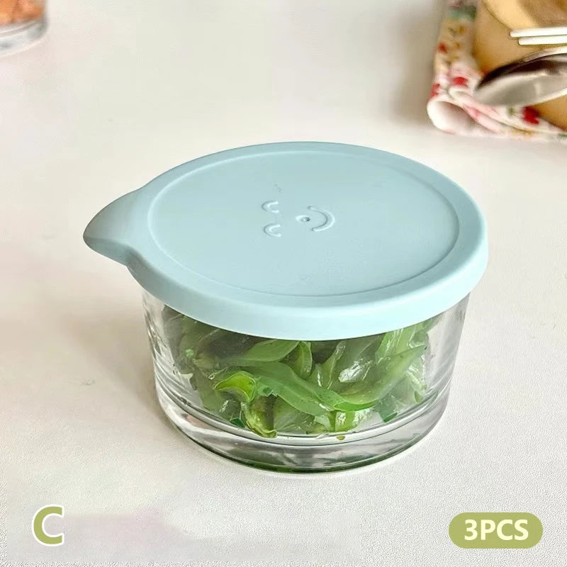 200ml Glass Storage Jars with Airtight Lid | Bubble, Ribbed & Smooth Textures 3PCS C Smooth Glass