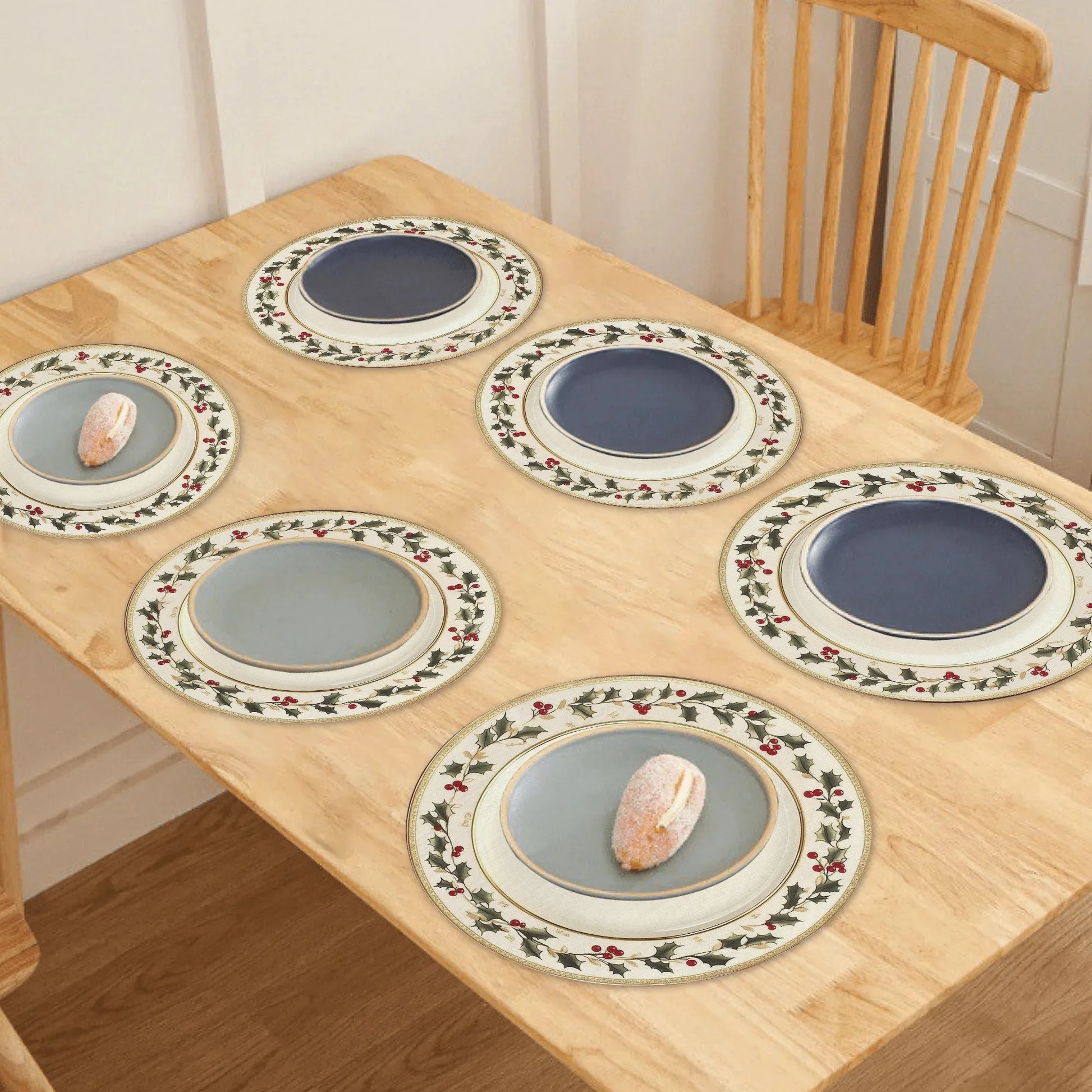 Christmas Holly Berry Placemats Set of 6 – Festive Holiday Table Mats