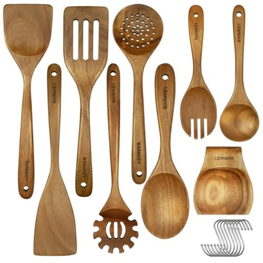 Natural Acacia Wood Kitchen Utensil Set 9PC United States