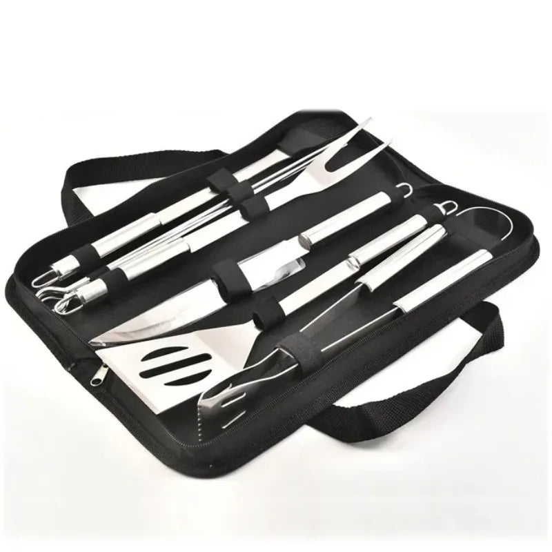 Stainless Steel BBQ Tool Kit with Storage Bag | 3, 5, 7 & 9-Piece Sets