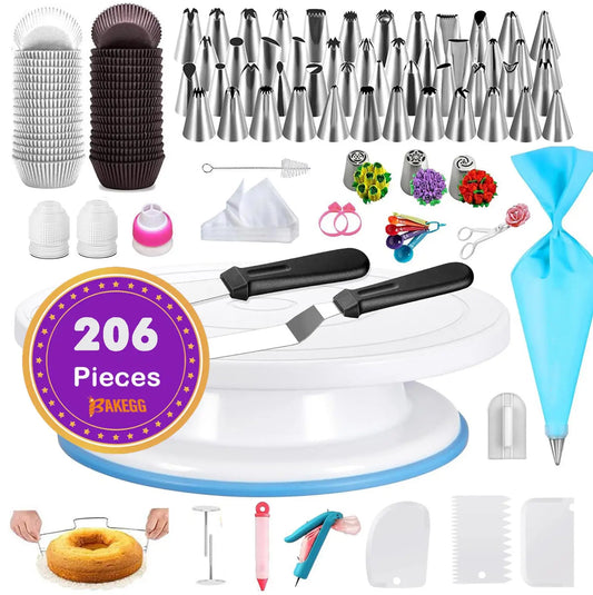 206-Piece Cake Decorating Set – Beginner-Friendly Frosting Tools with Piping Tips & Icing Accessories United States