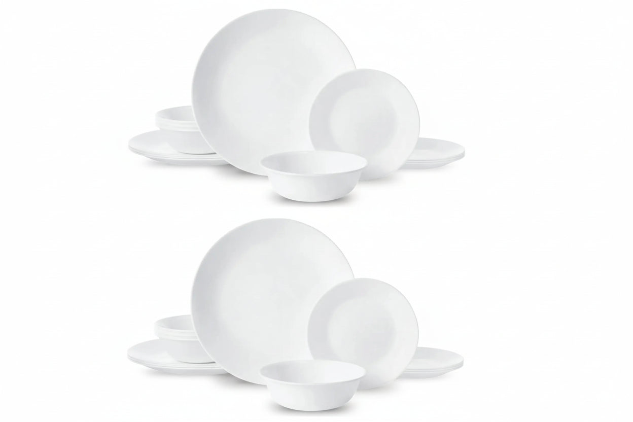 Plain White Round 12-Piece Dinnerware Set – Classic Ceramic Dishes for Everyday Dining Service for 4 2 pack United States