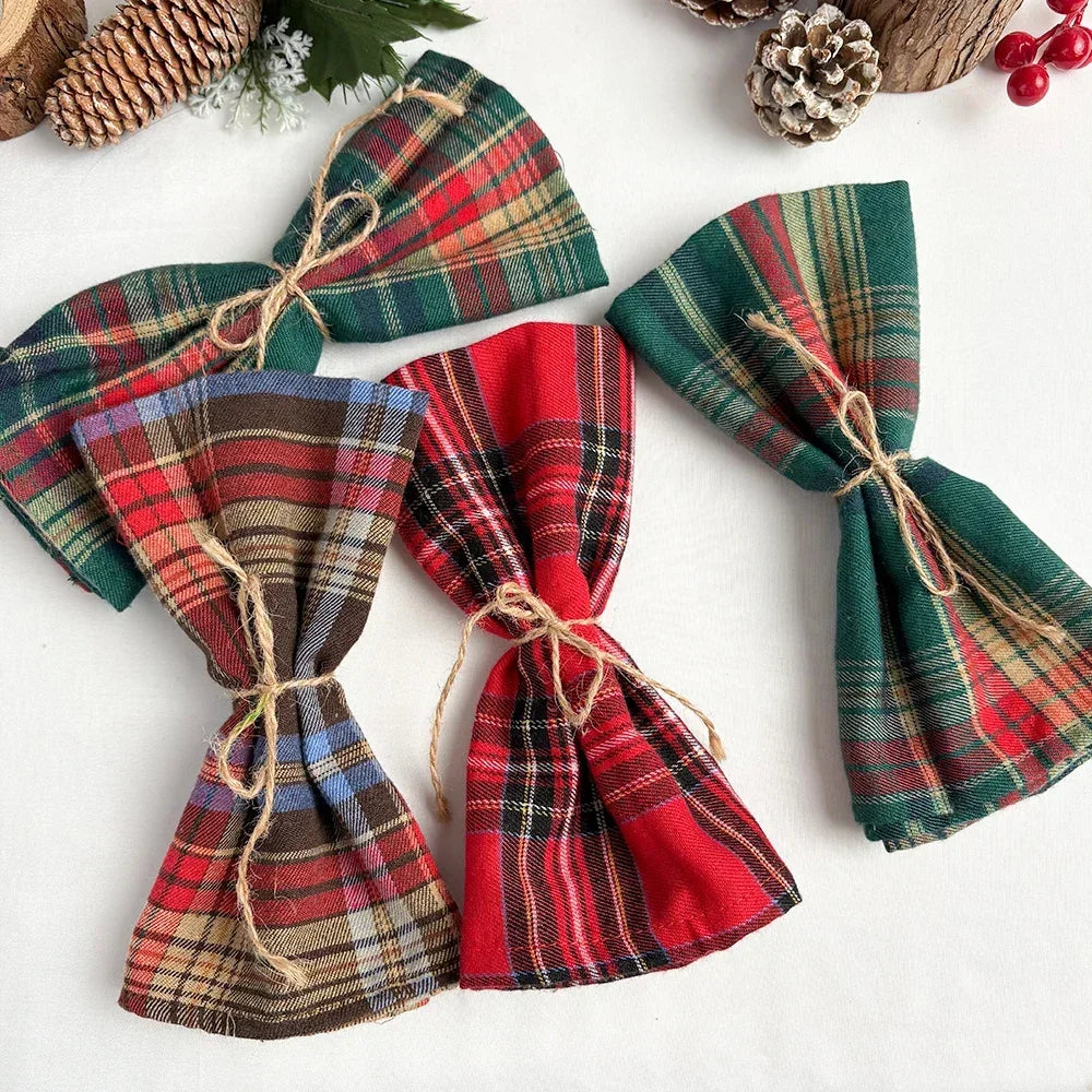 Christmas Plaid Napkins Set of 12 | Handmade Washable Holiday Cloth Napkins