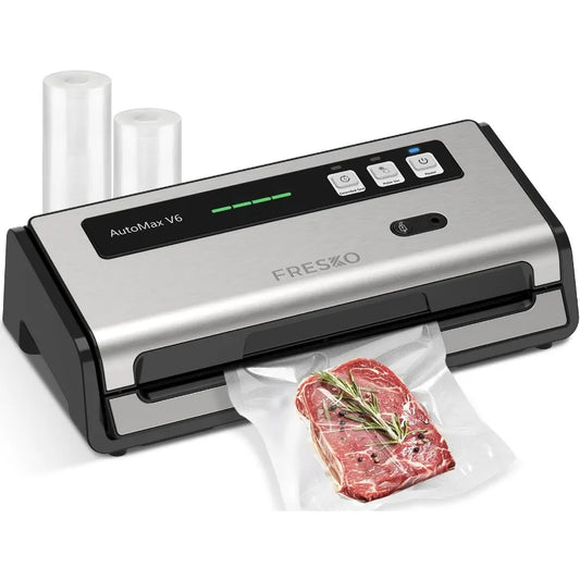 Food Vacuum Sealer with Automatic Bag Detection, Double Heat Seal, Built-in Bag Roll Storage & Cutter, 2 Rolls Bags, Starter Kit United States