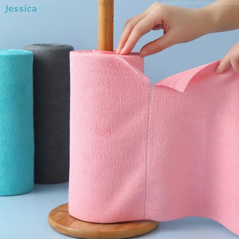 Thickened Microfiber Kitchen Cleaning Towels Roll - Absorbent Reusable Cloths (20x20cm)