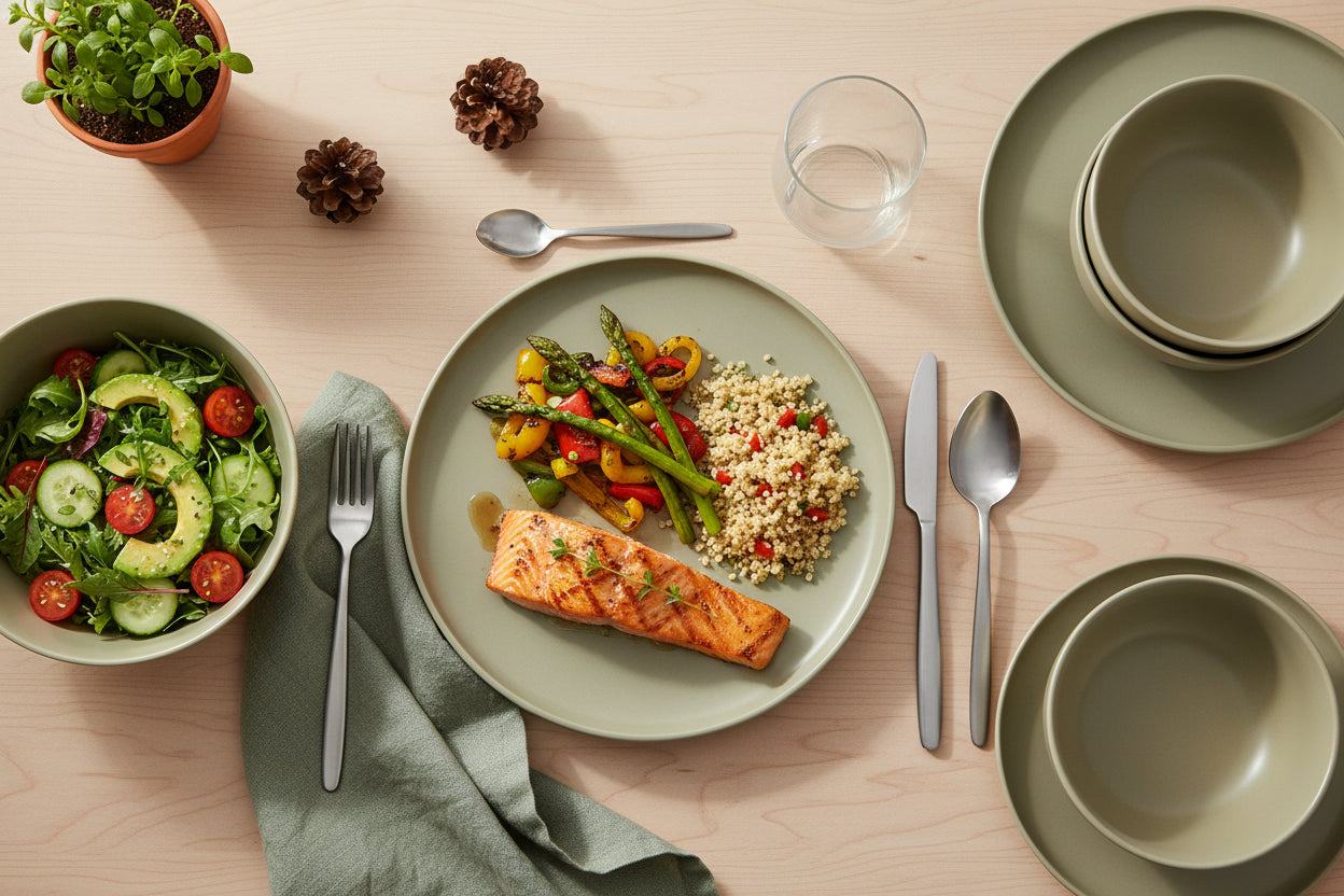 Alessandra 12-Piece Stoneware Dinnerware Set - Modern Tableware Brown United States