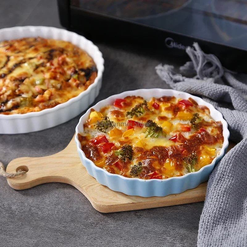 Ceramic Quiche Pan - Round Fluted Tart Pan for Baking