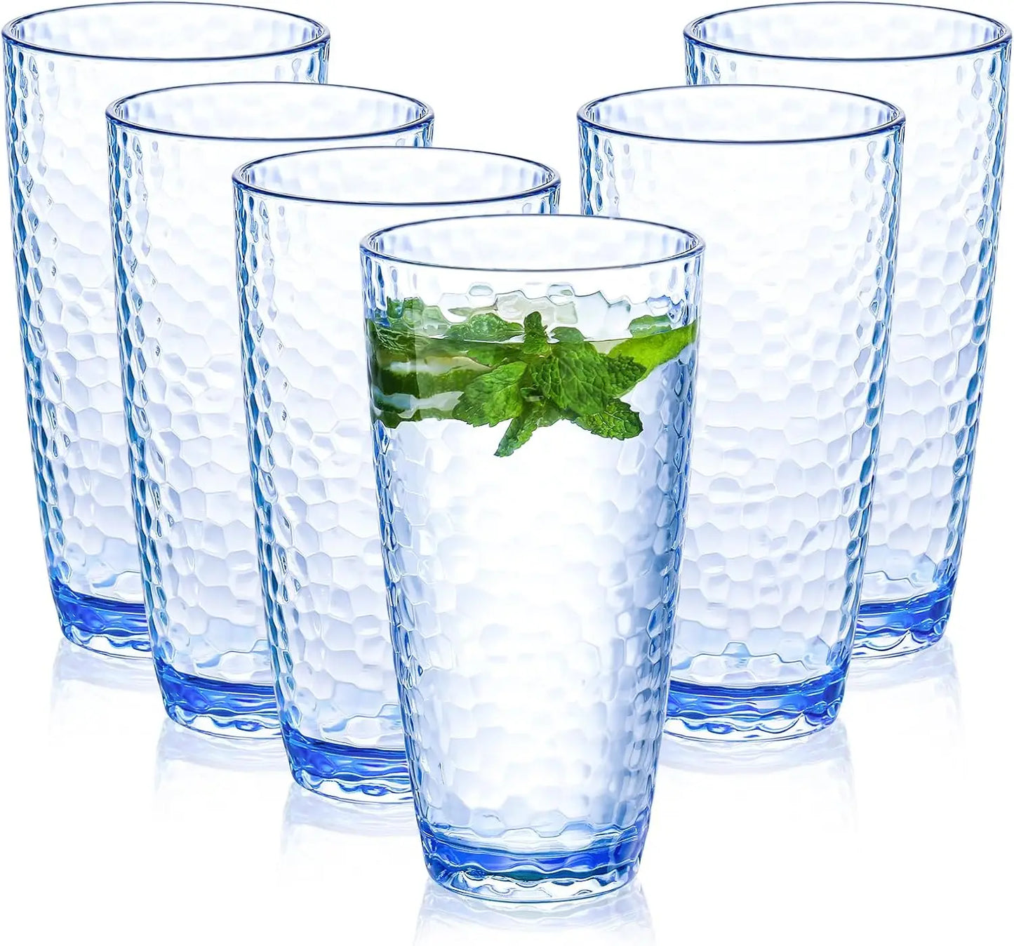 Set of 6 Premium Hammered Glass Cups – 12 oz Stackable Tumblers A 301-400ml United States