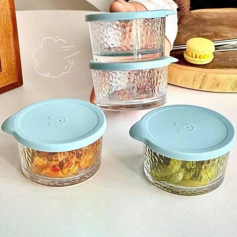 200ml Glass Storage Jars with Airtight Lid | Bubble, Ribbed & Smooth Textures