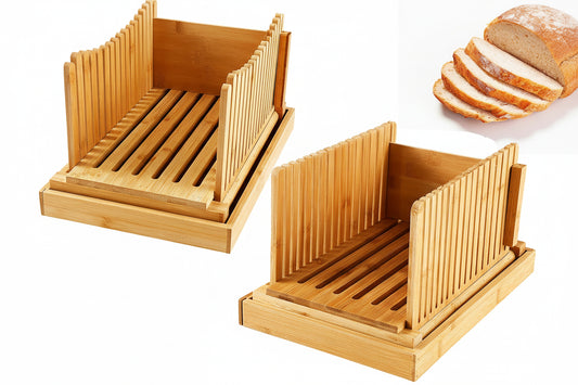 Bread Slicer Guide Foldable Toast Bread Slicer with Crumb Tray Portable Loaf Slicer Cutter Kitchen Gadgets