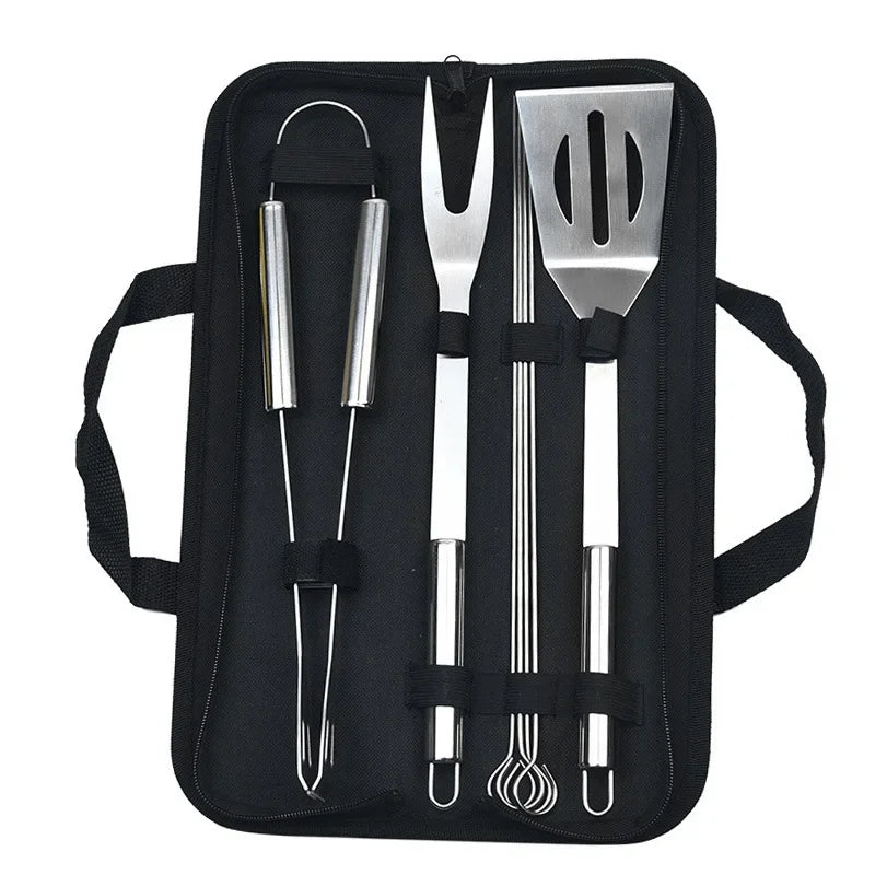 Stainless Steel BBQ Tool Kit with Storage Bag | 3, 5, 7 & 9-Piece Sets 7-piece set