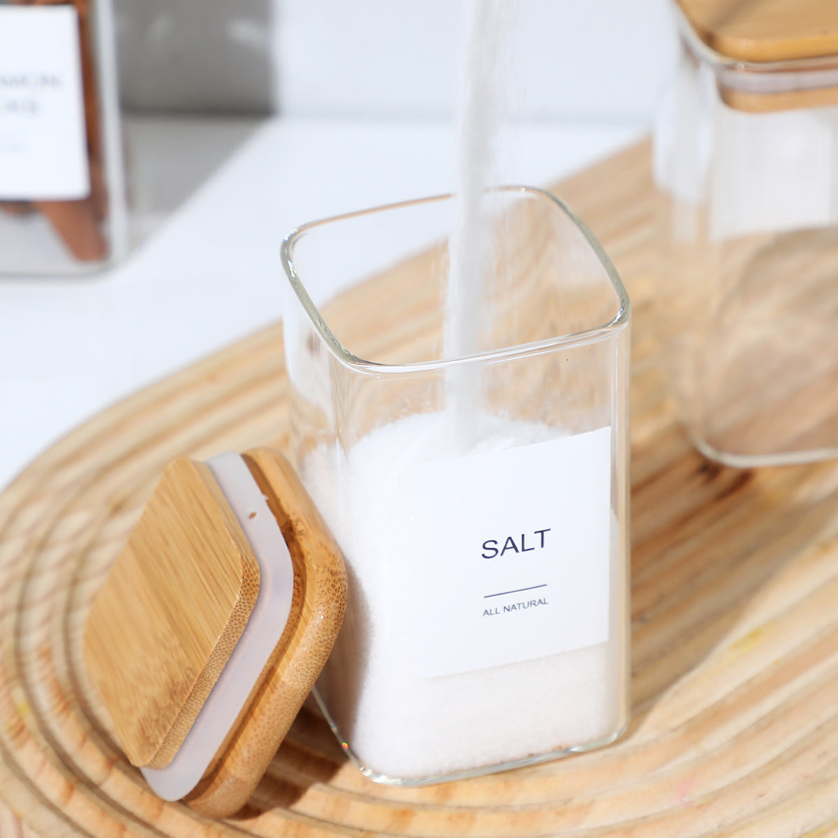 12Pcs Square Spice Jars With 72 Stickers, Kitchen Pepper Jars For Salt Seasoning