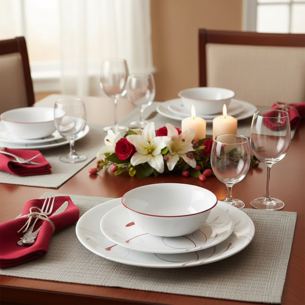 Round 12-Piece Dinnerware Set – Perfect for Gatherings, Parties & Family Dinners Service for 4